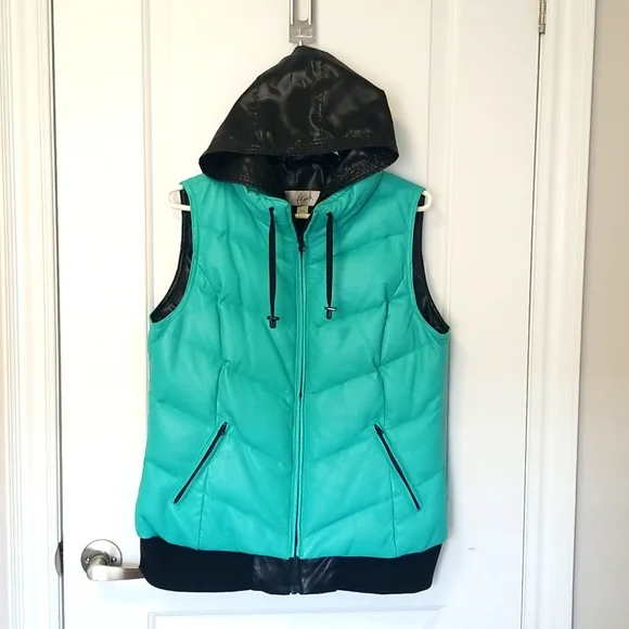 Blink Jackets Coats Blink Faux Leather Vest Blue And Black